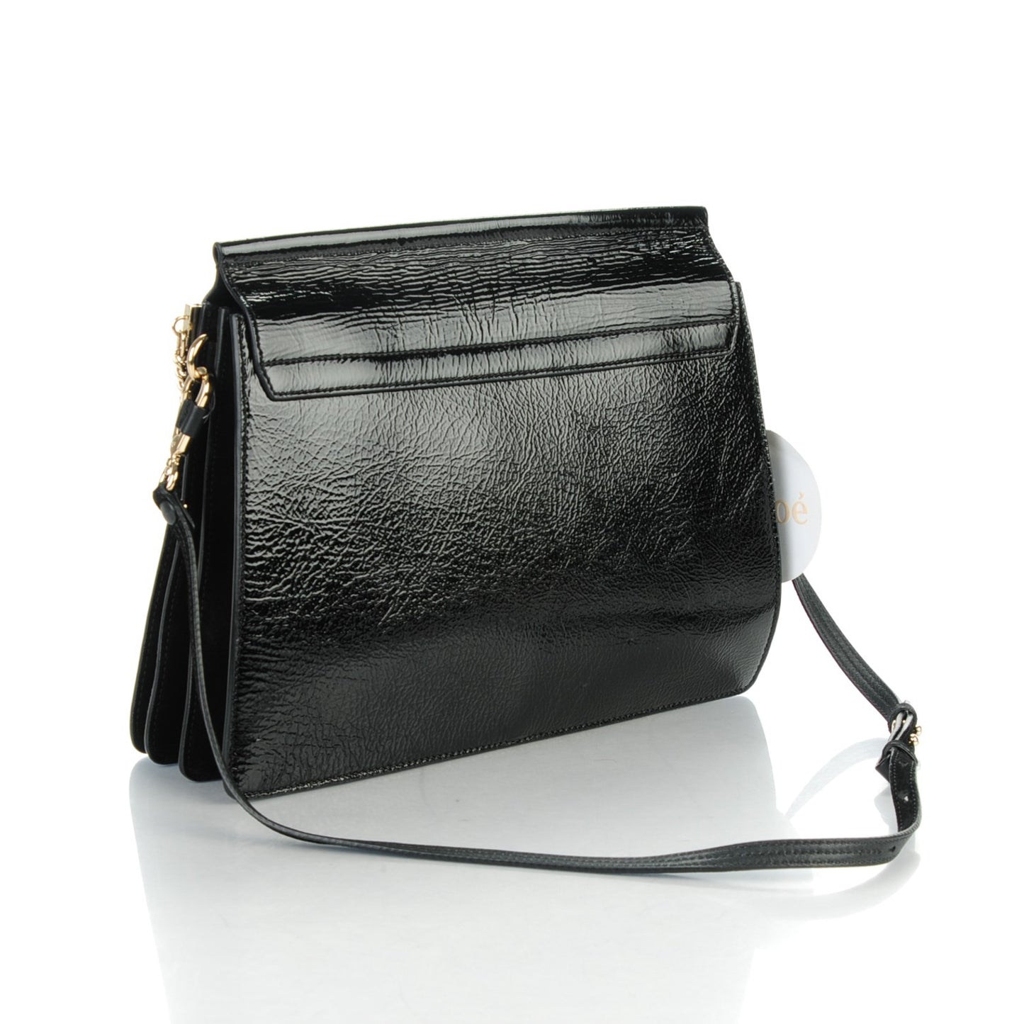 Patent Medium Faye Shoulder Bag Black
