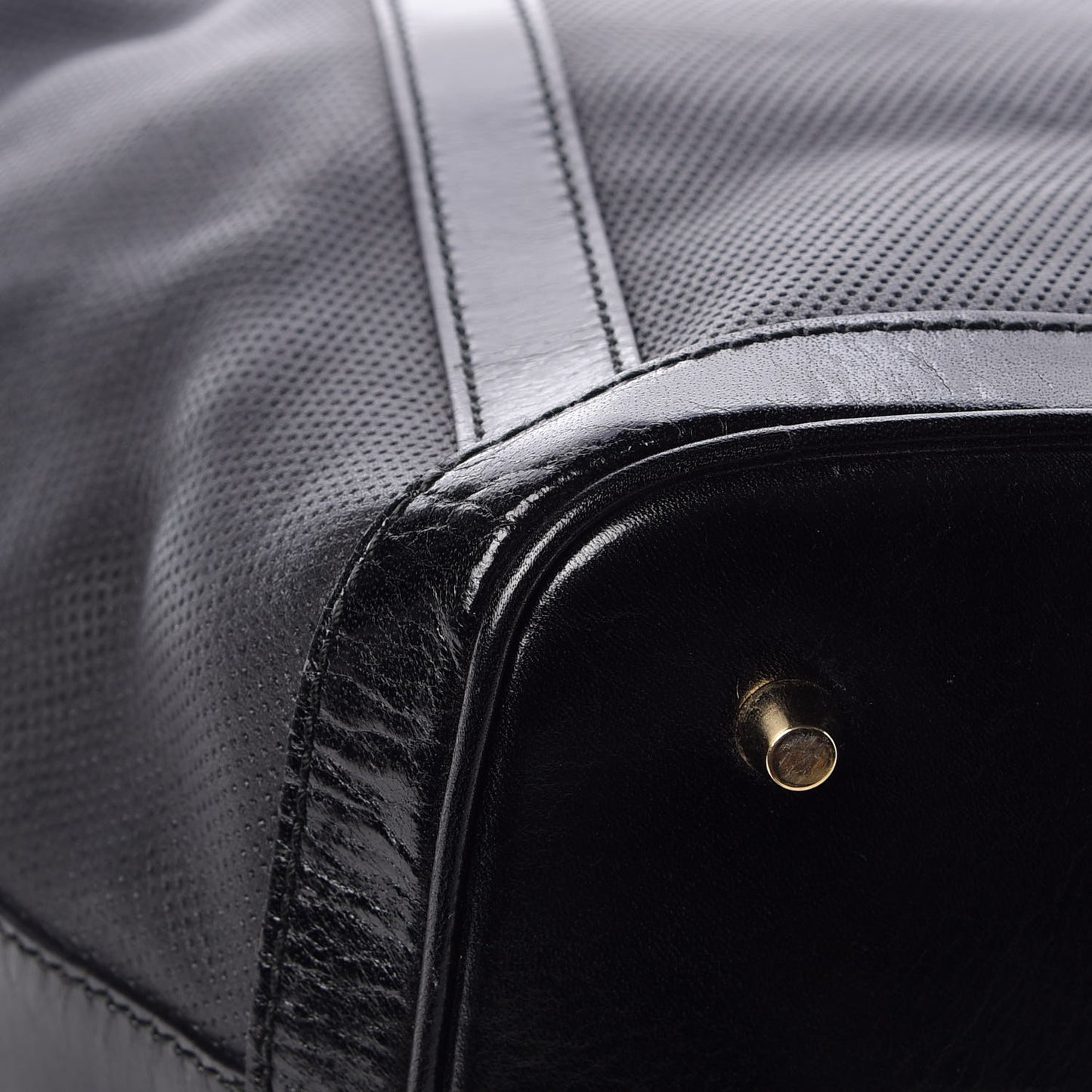 Calfskin Perforated Ellers Satchel Black