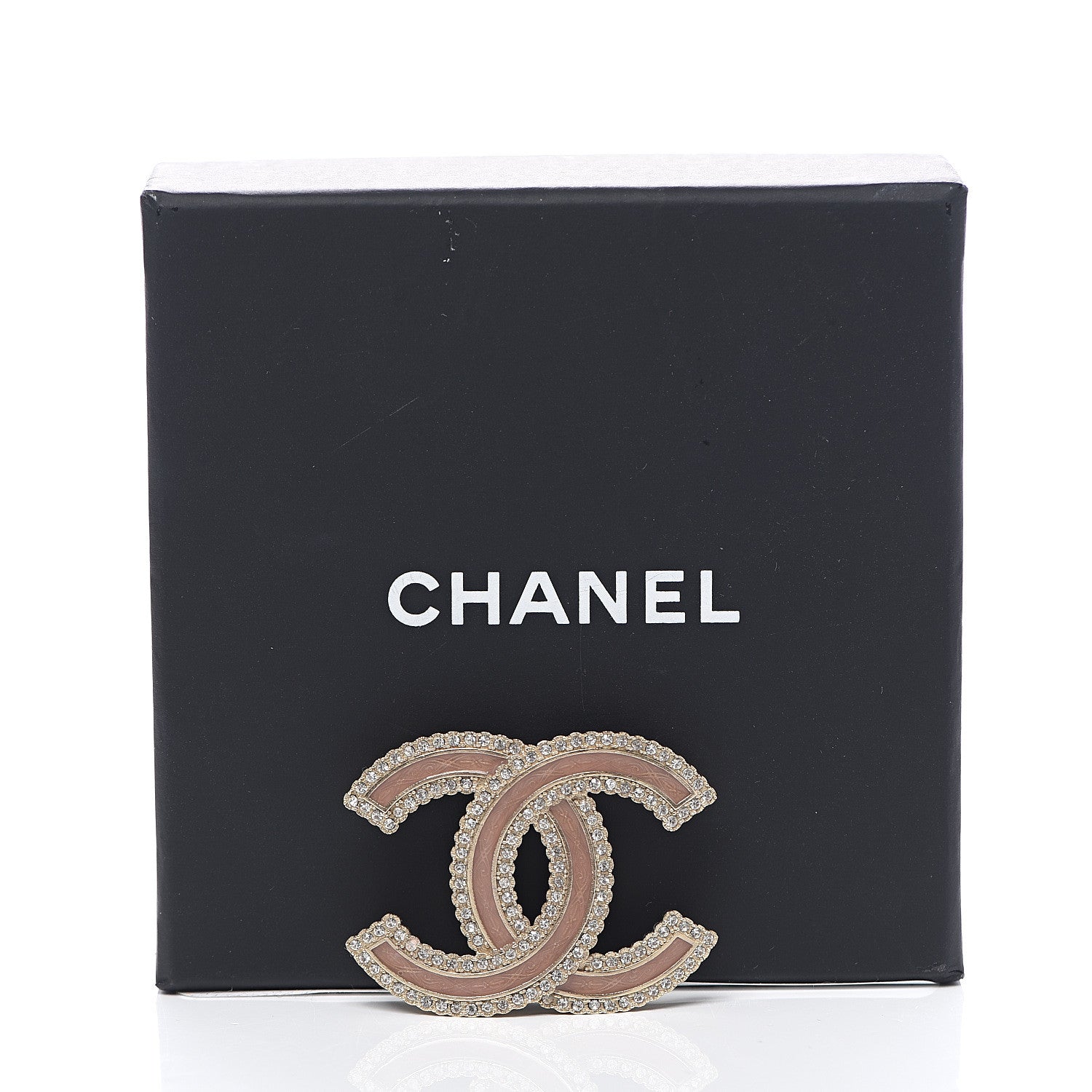 Chanel Glitter Enamel Crystal CC Brooch Light Pink Gold 4 of 4