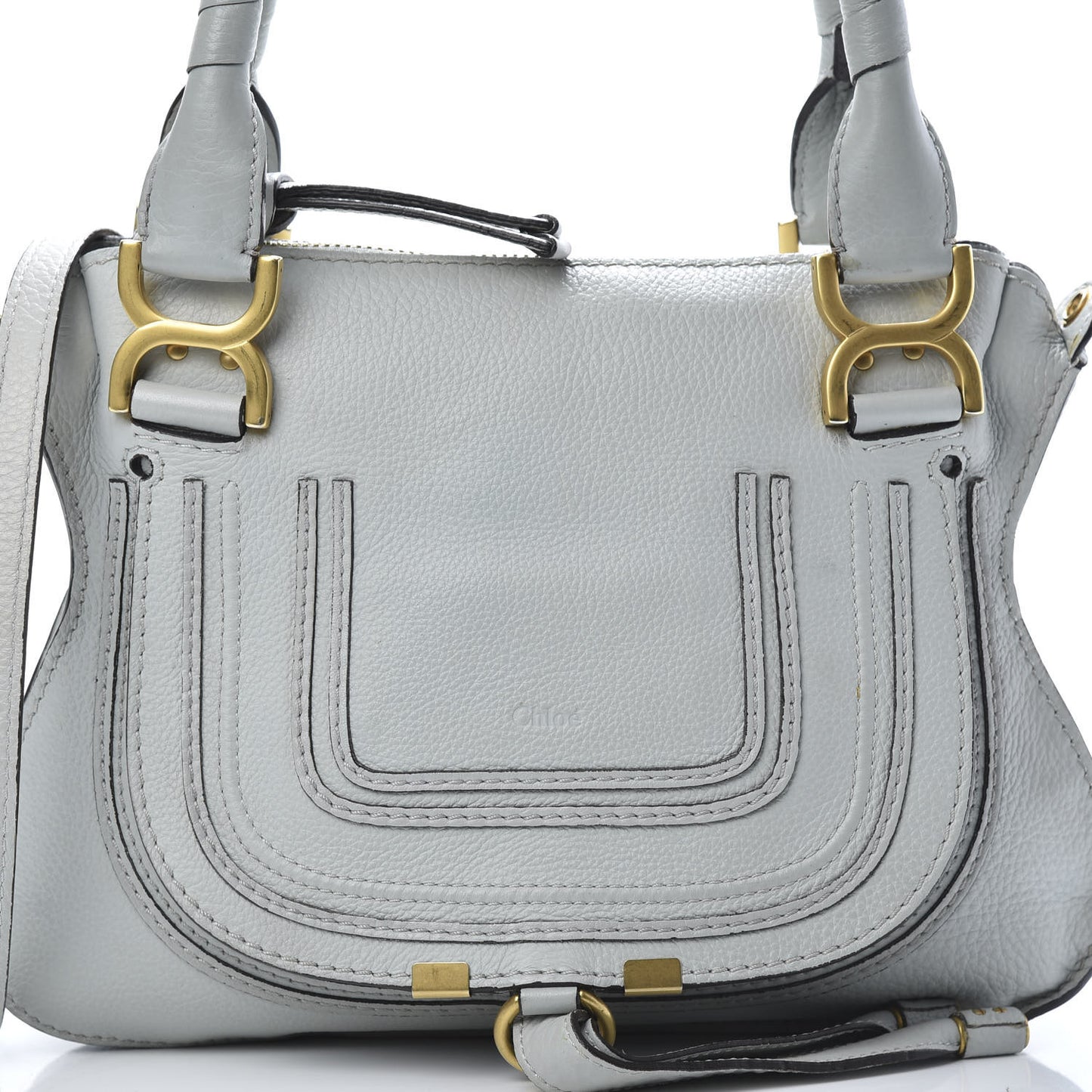 Calfskin Small Marcie Satchel Airy Grey