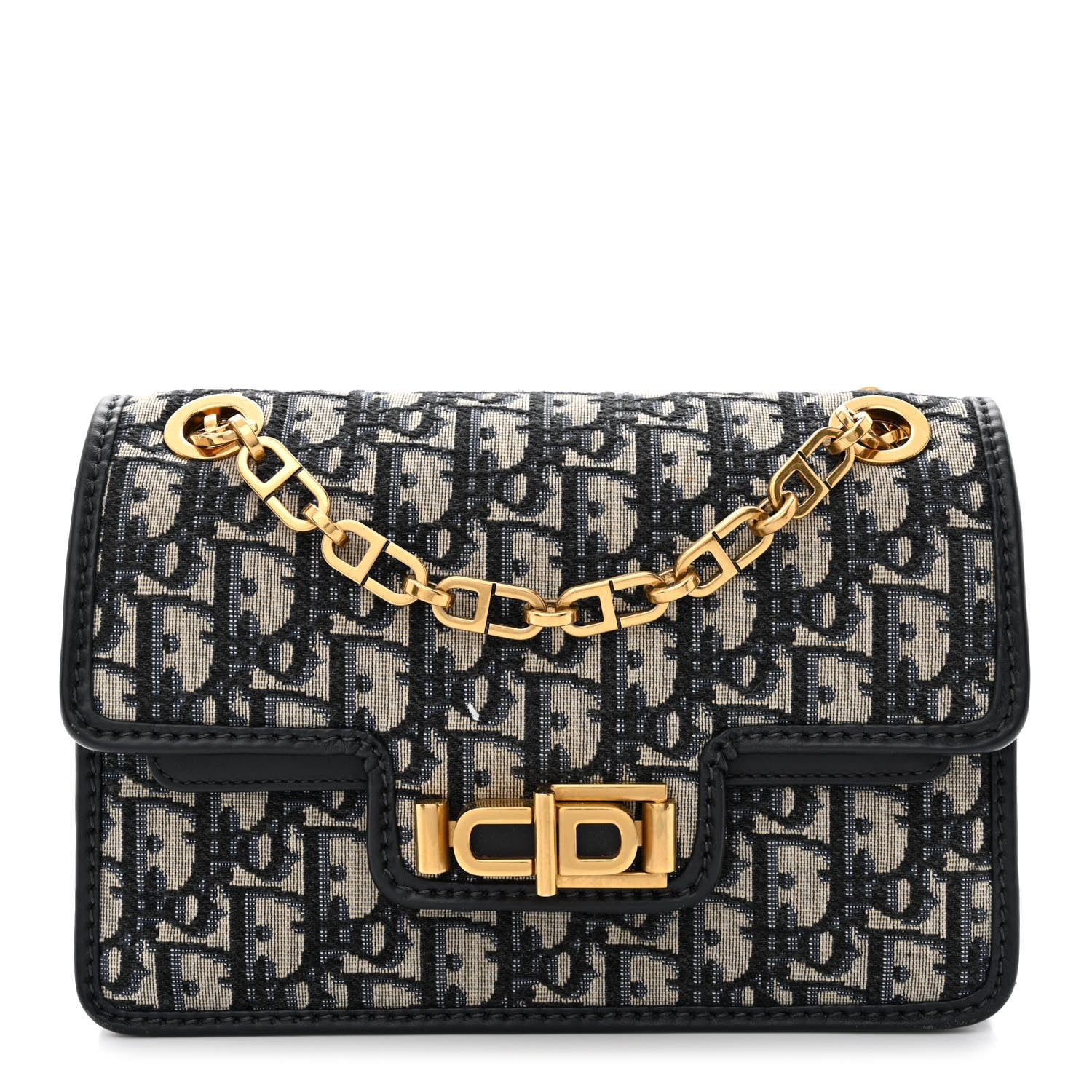 Christian Dior Oblique CD Lock Chain Flap Blue 1302105 – FASHIONPHILE