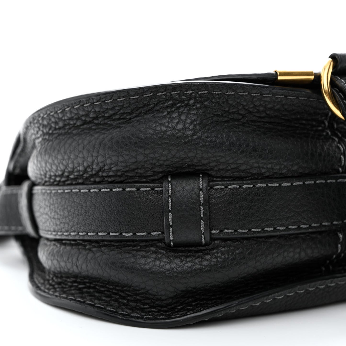 Grained Calfskin Small Marcie Saddle Bag Black