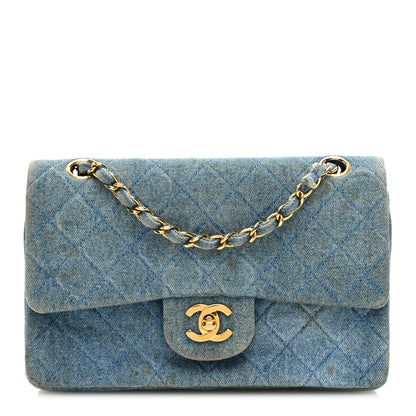 Chanel Denim Quilted Medium Double Flap Light Blue 1 of 12