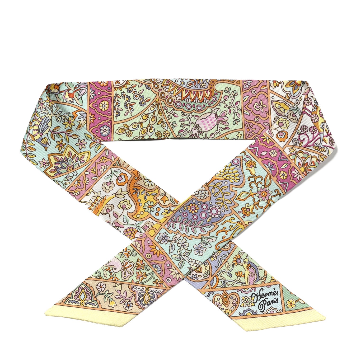 Hermes Silk Au Pays Des Oiseaux Fleurs Twilly 1 of 3