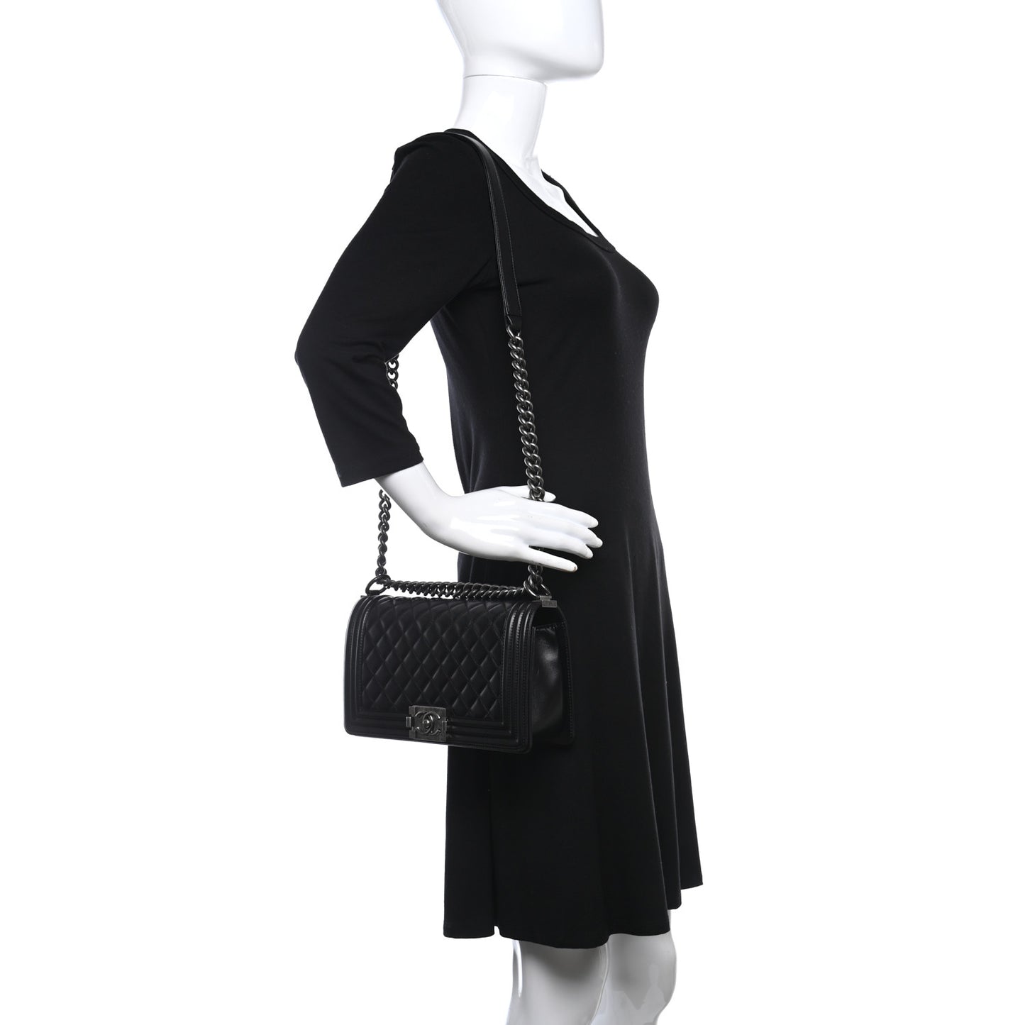 Calfskin Quilted Medium Boy Flap Black