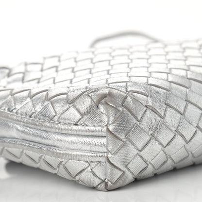 Bottega Veneta Metallic Nappa Intrecciato Nodini Crossbody Messenger Silver 9 of 11