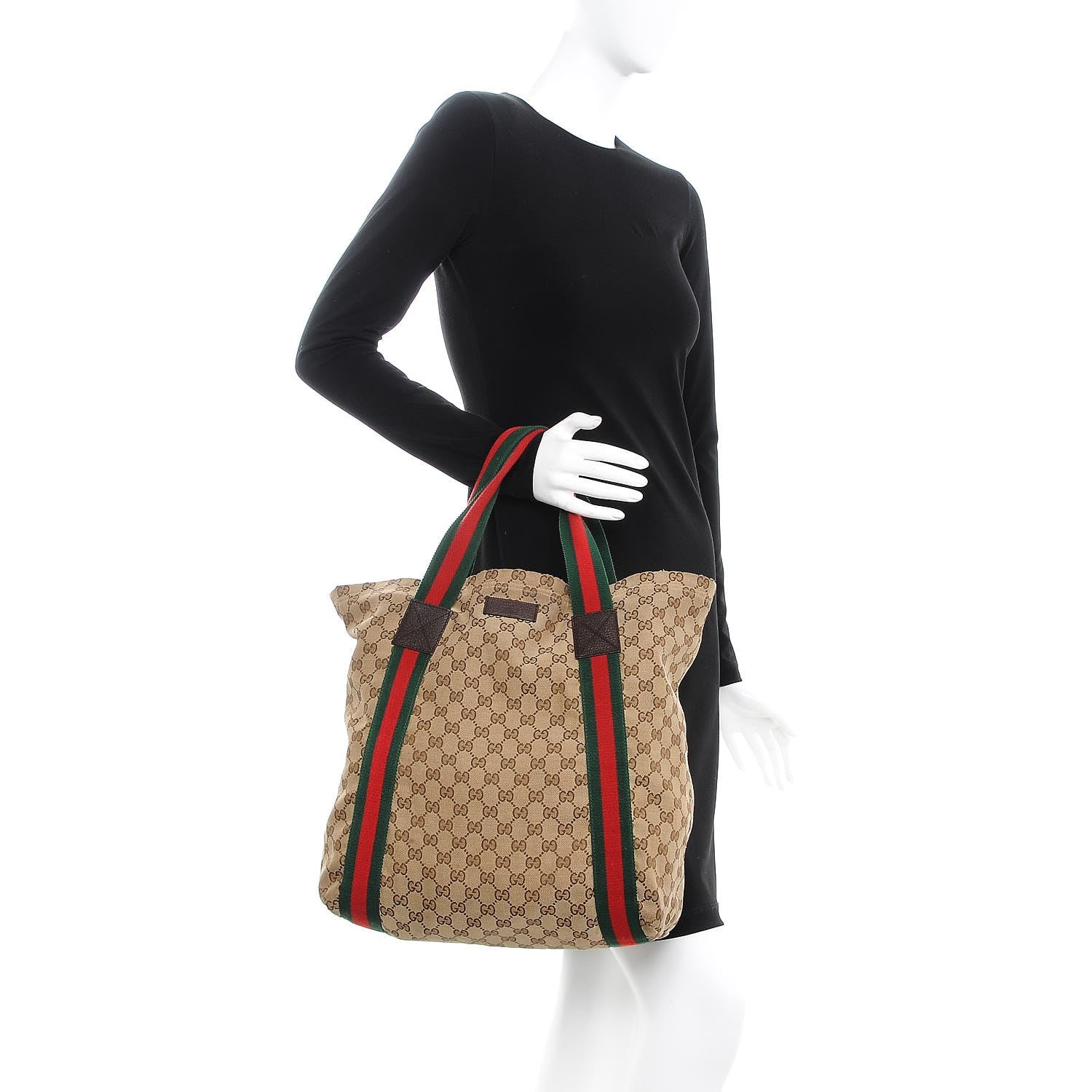 Gucci GG Monogram Medium Web Handle Vertical Tote Bag Dark Brown 2 of 11