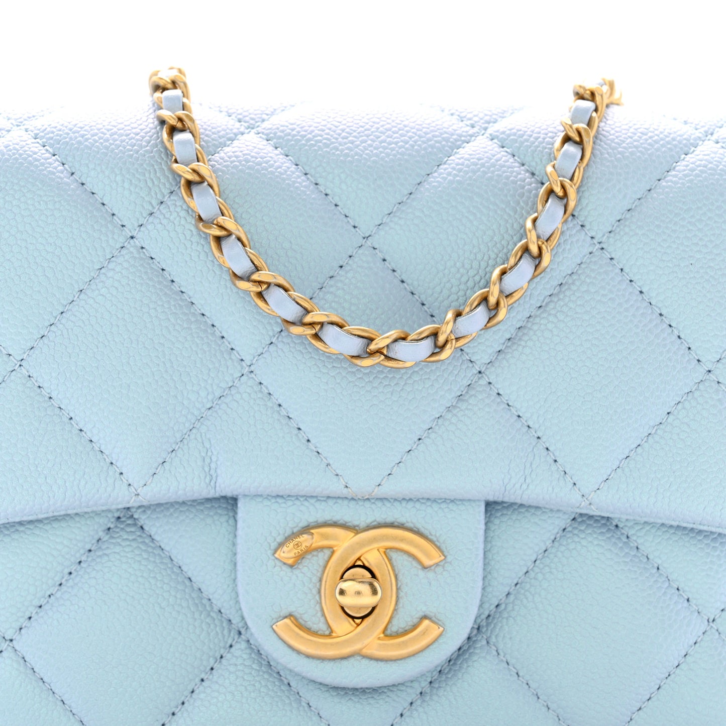 Caviar Quilted Mini My Perfect Flap Light Blue