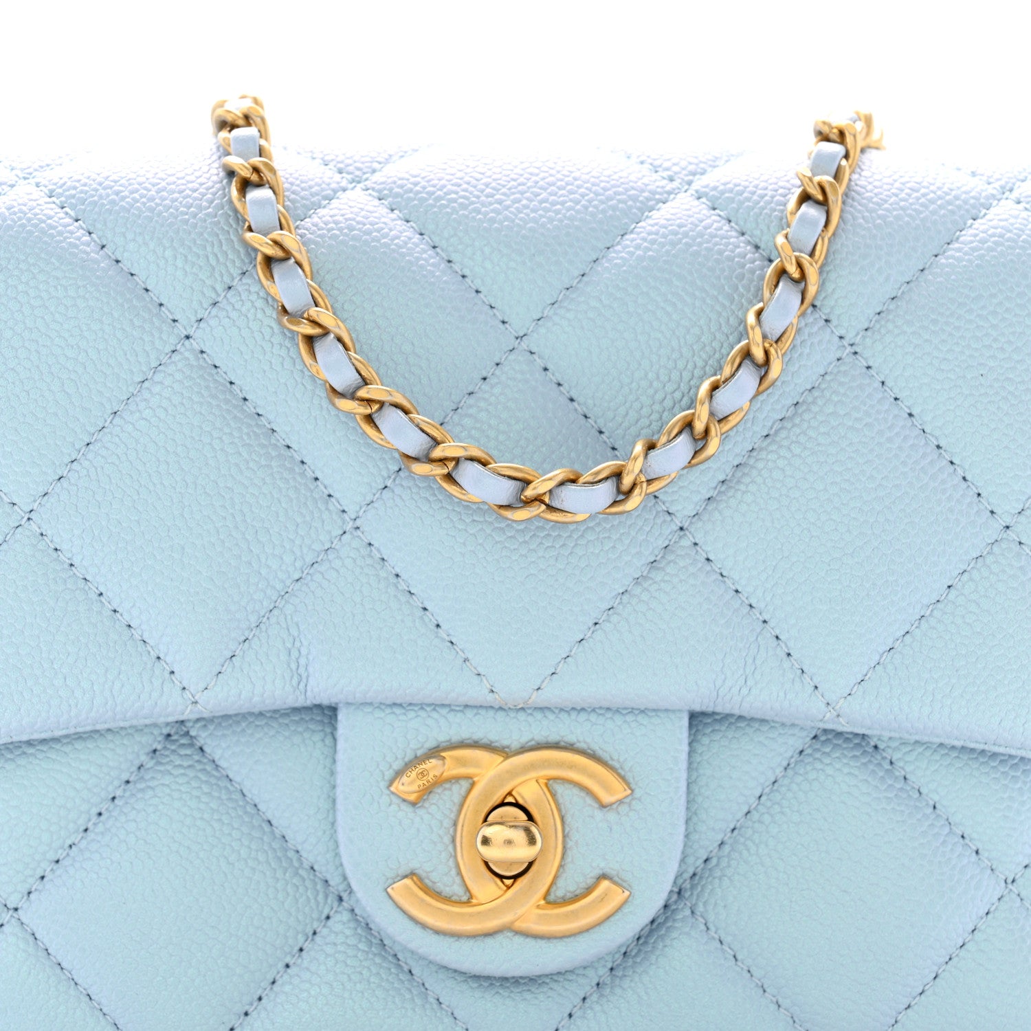 Chanel Caviar Quilted Mini My Perfect Flap Light Blue 8 of 10