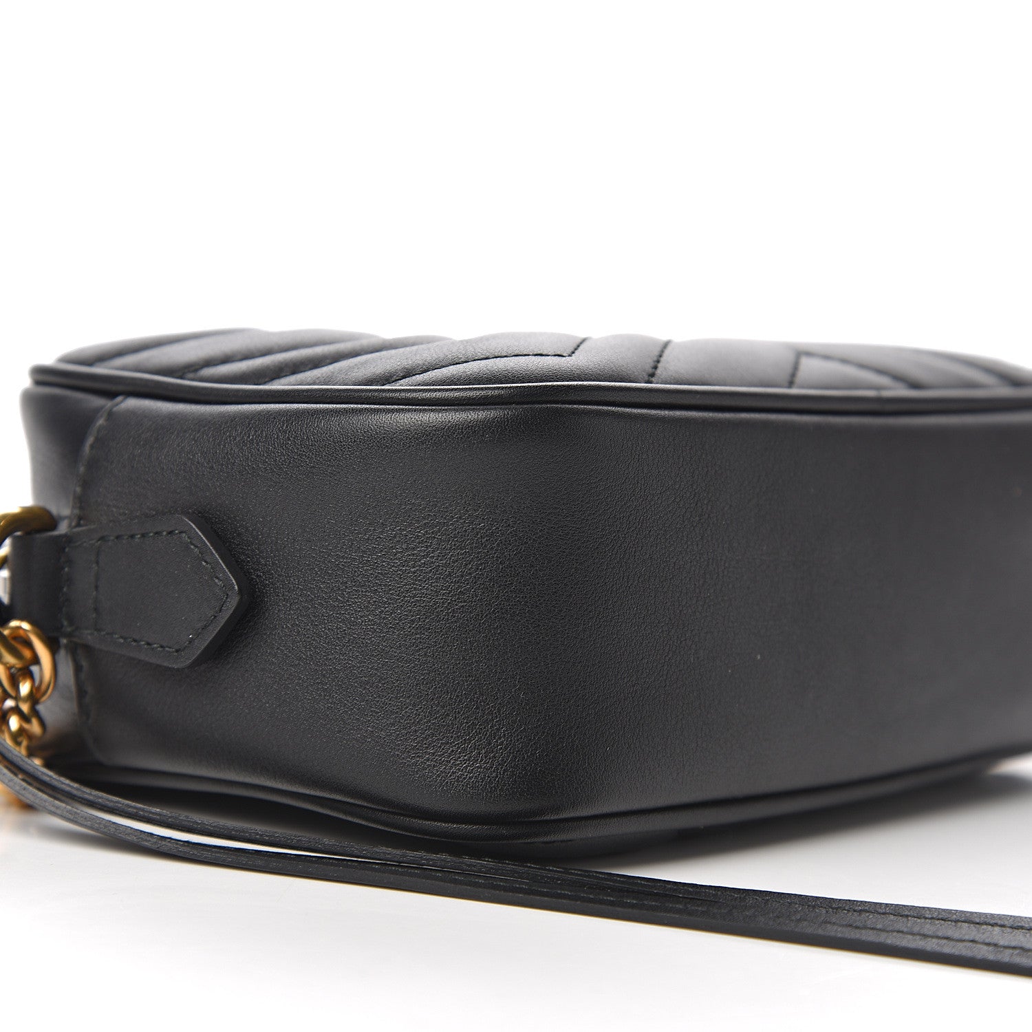 Gucci Calfskin Matelasse Mini GG Marmont Chain Shoulder Bag Black 7 of 9
