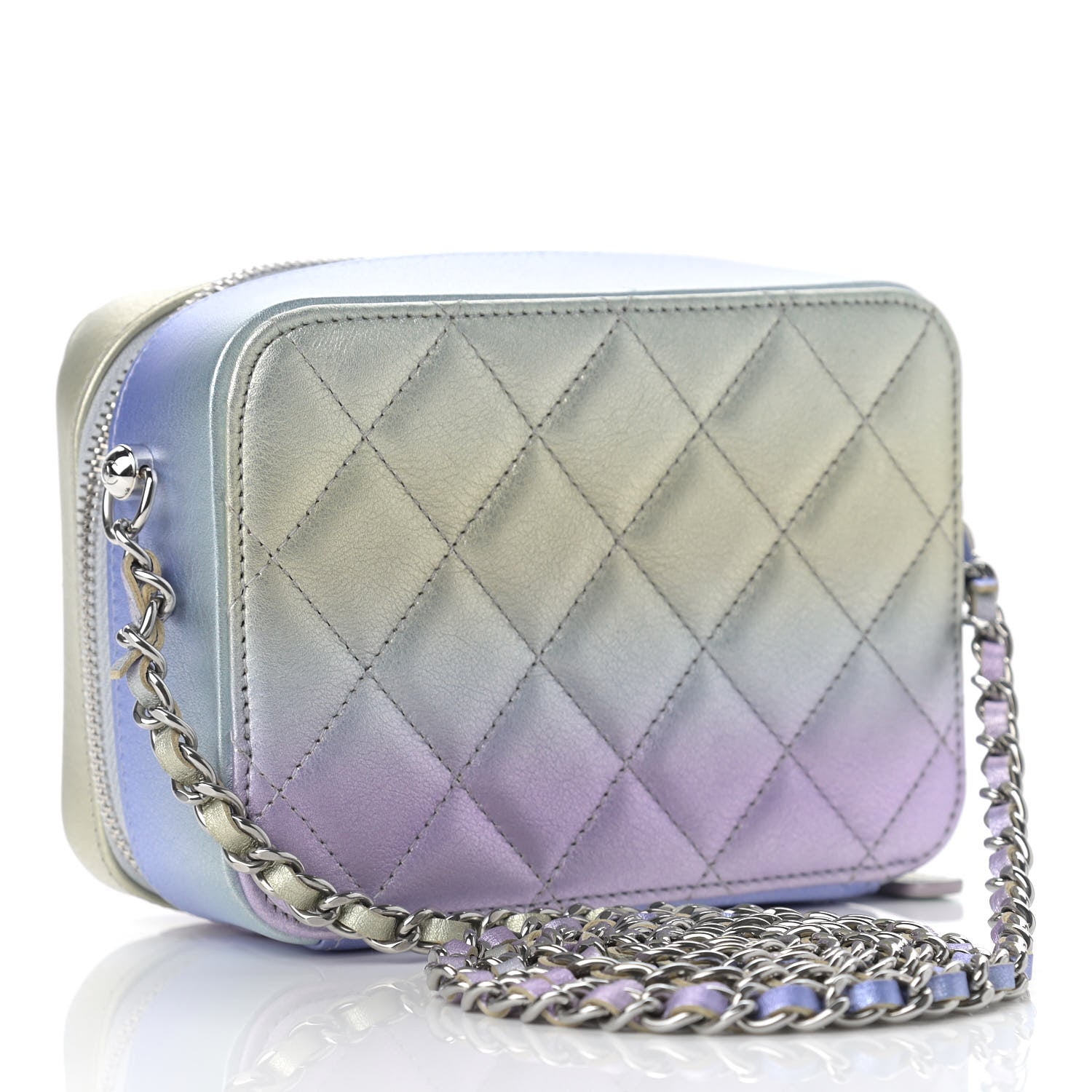 Chanel Metallic Gradient Calfskin Quilted Camera Case Blue Yellow Purple 3 of 9