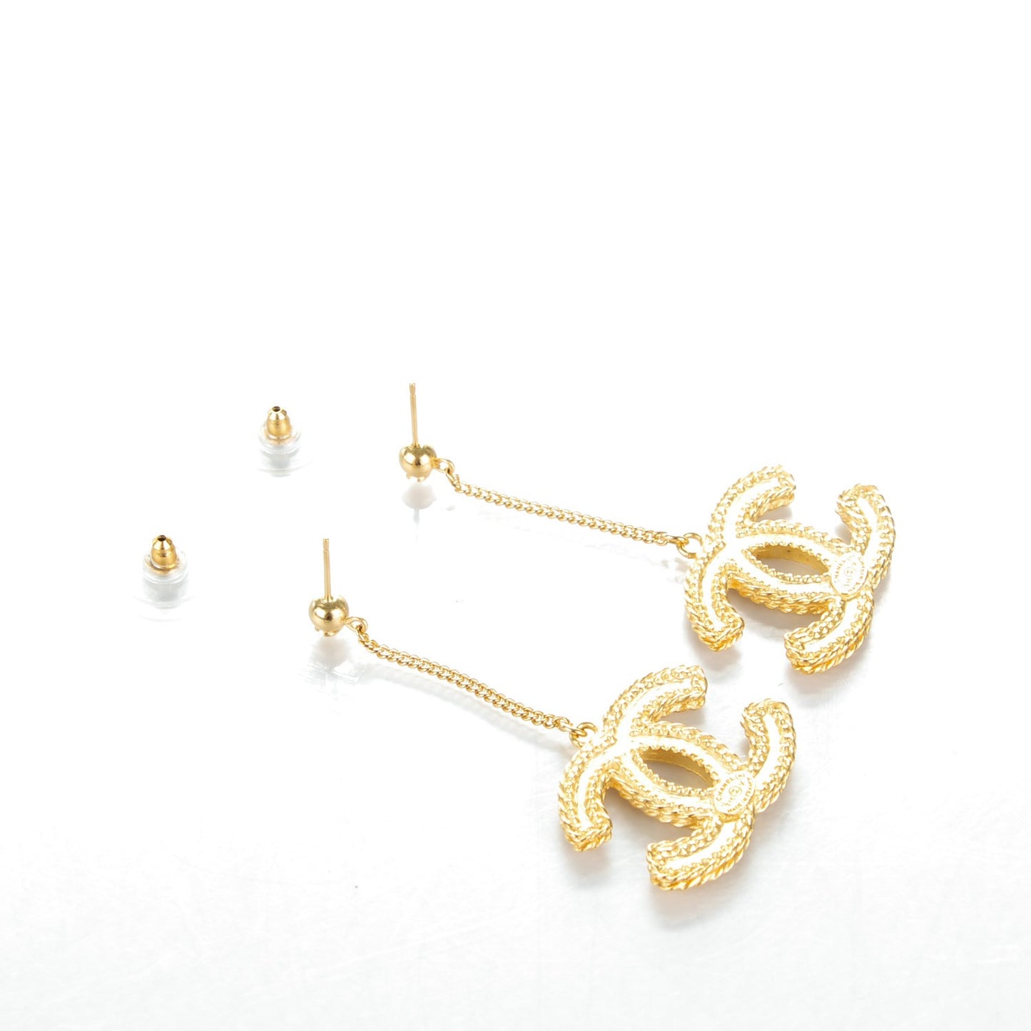 CC Drop Earrings Matte Gold