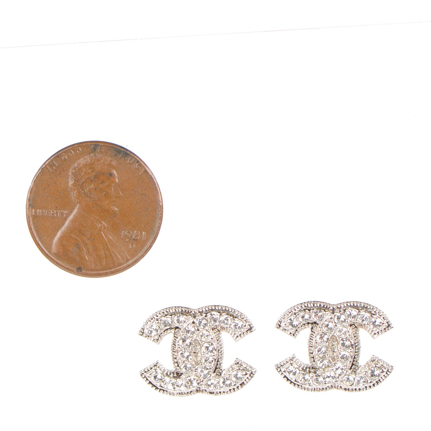 Chanel Crystal CC Earrings Silver 2 of 5