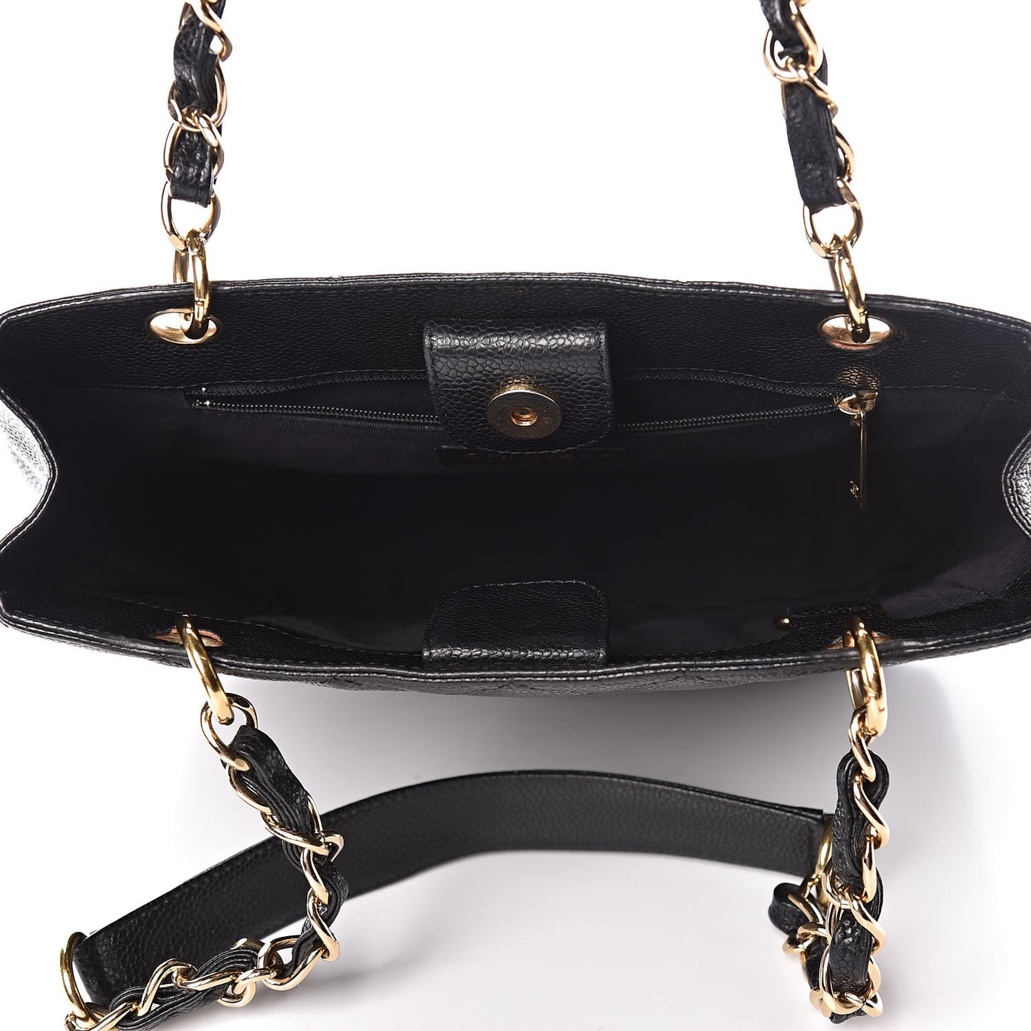 Caviar Quilted Petit Shopping Tote PST Black