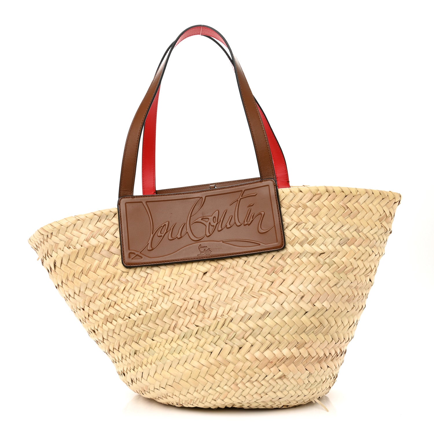 Christian Louboutin Woven Straw Loubishore Tote Beige 1 of 11