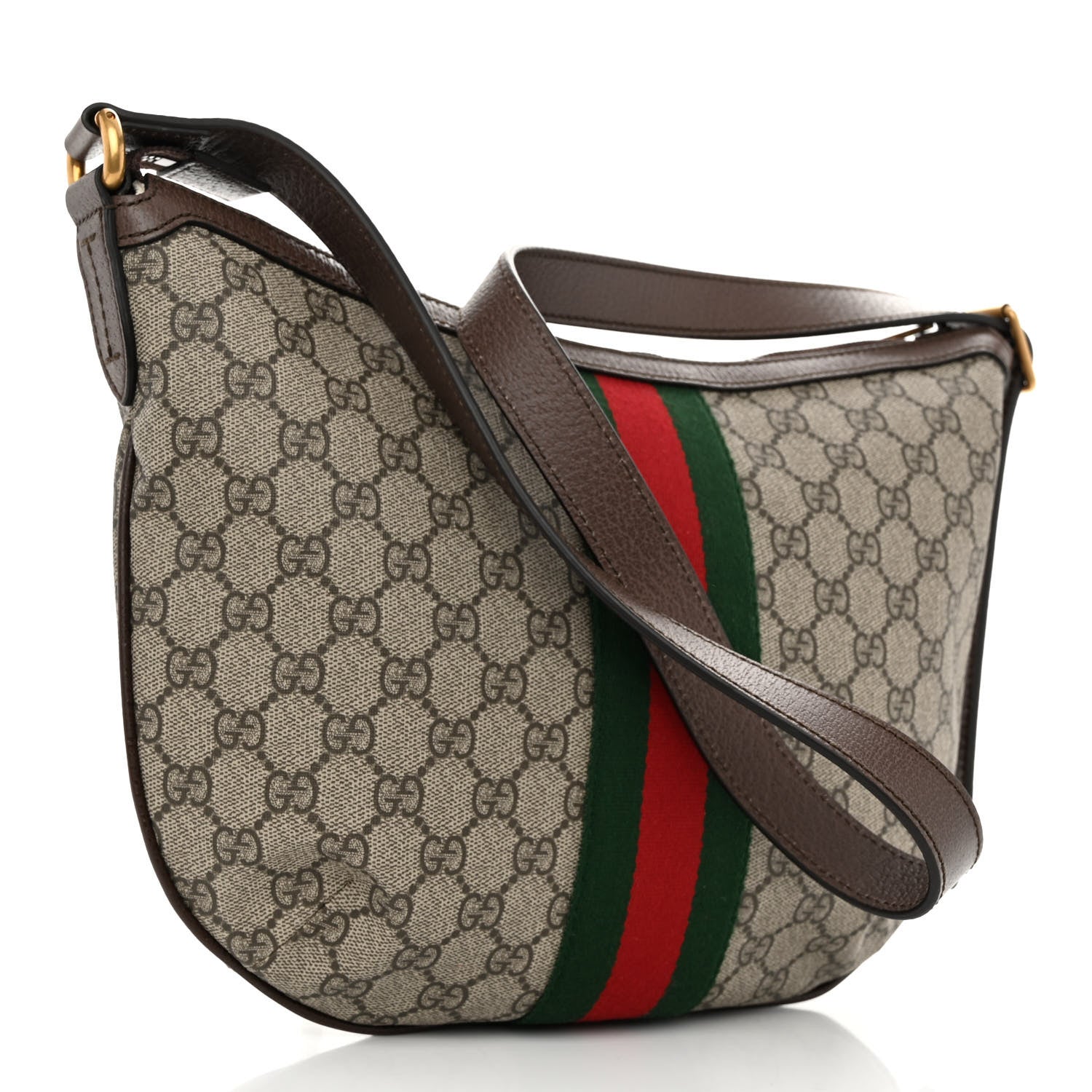 Gucci GG Supreme Monogram Web Small Ophidia Half Moon Hobo Brown 3 of 9