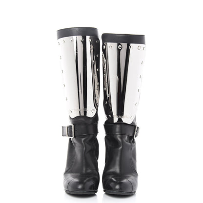 Chanel Calfskin Metal Plate Biker Boots 37 Black 2 of 8