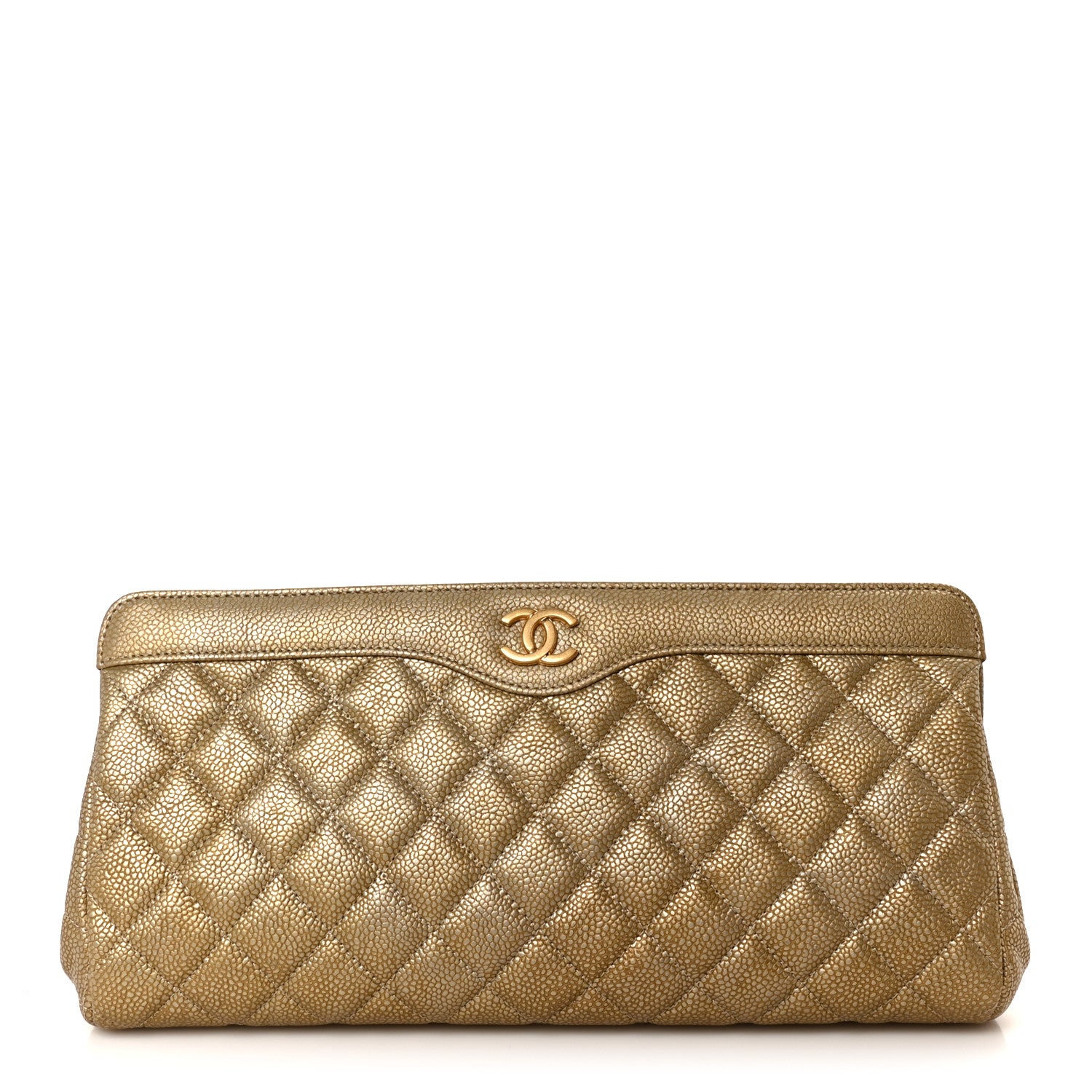 Chanel Metallic Caviar Quilted Clutch Gold 1 of 8