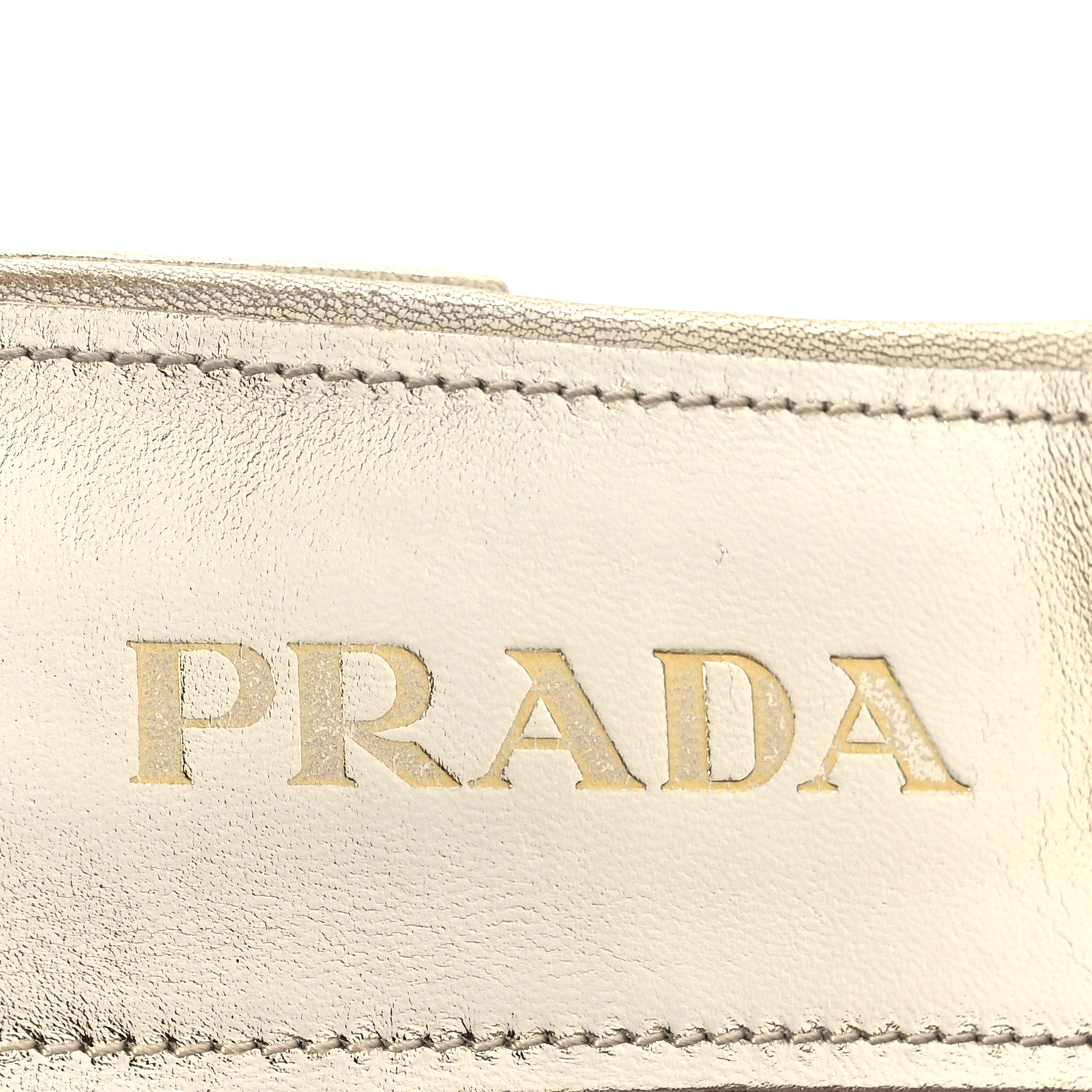 Prada Metallic Nappa Logo Quilted 10mm Slide Sandals 36.5 Pirite 9 of 13