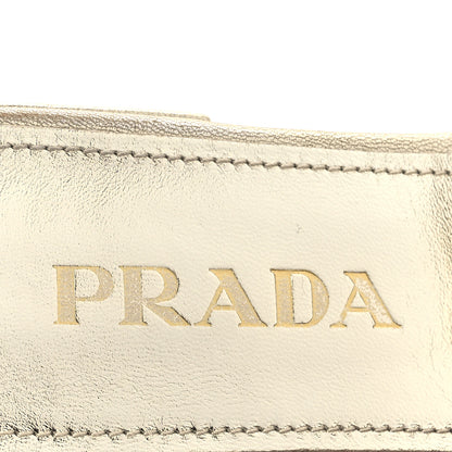 Prada Metallic Nappa Logo Quilted 10mm Slide Sandals 36.5 Pirite 9 of 13