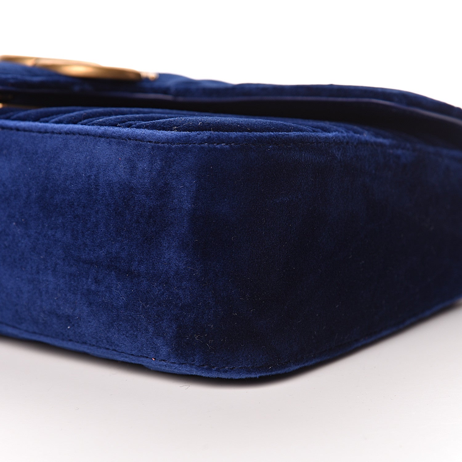 Gucci Velvet Matelasse Small GG Marmont Shoulder Bag Cobalt Blue 9 of 10