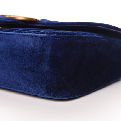 Gucci Velvet Matelasse Small GG Marmont Shoulder Bag Cobalt Blue 9 of 10