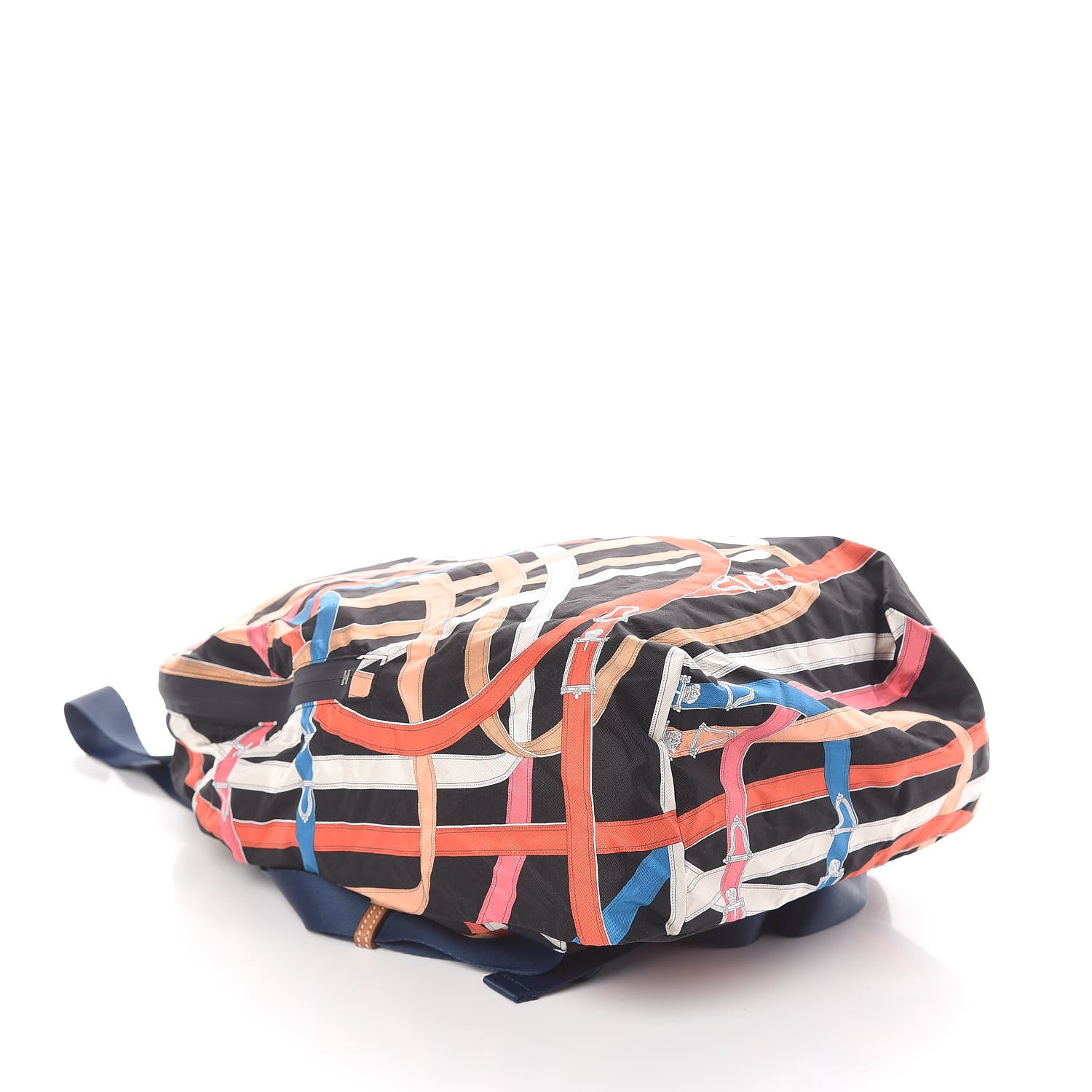Hermes Silk Barenia Cavalcadour Airsilk Backpack Black Bleu Marine Fauve 4 of 9