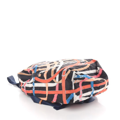 Hermes Silk Barenia Cavalcadour Airsilk Backpack Black Bleu Marine Fauve 4 of 9