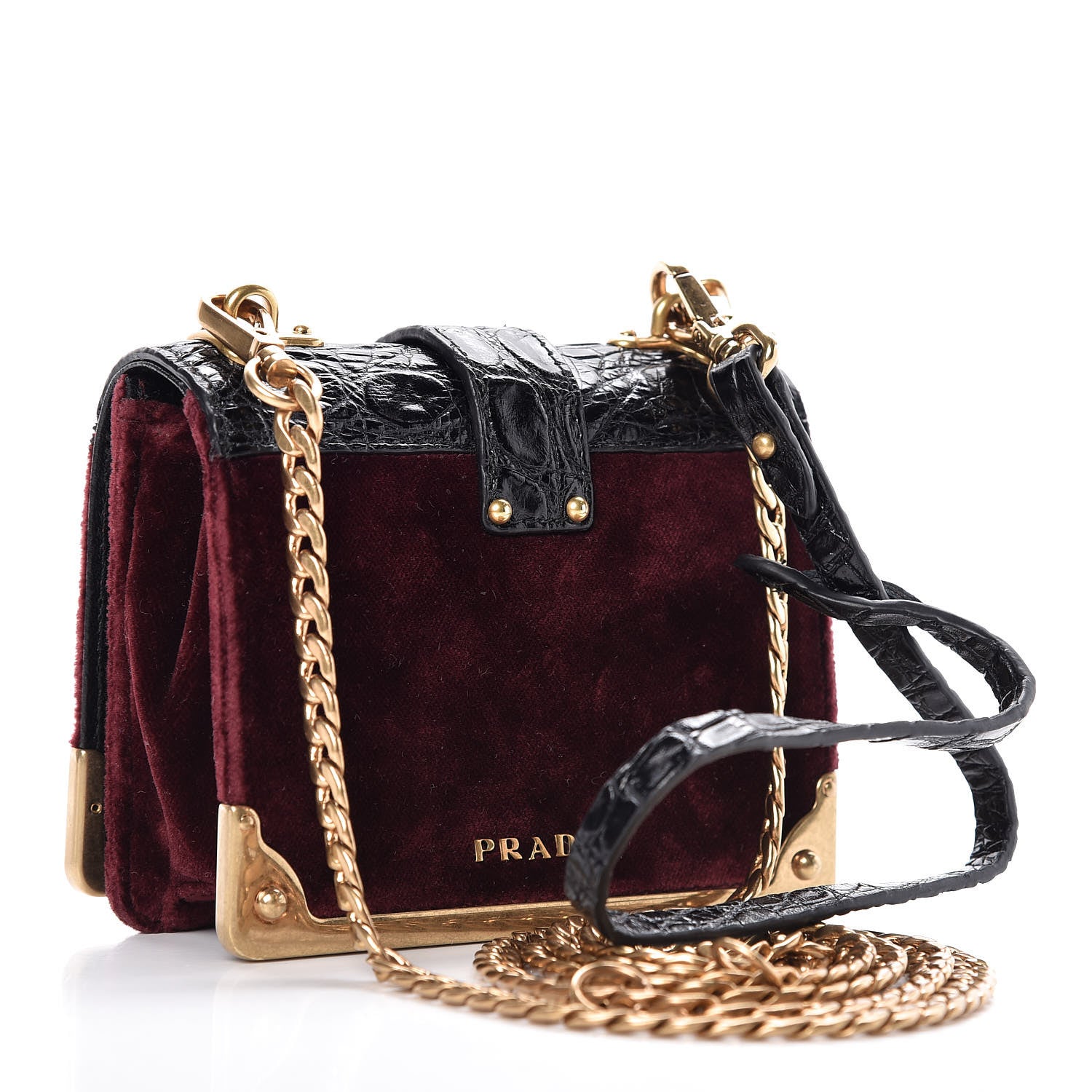 Prada Velvet Crocodile Micro Cahier Bag Ribes Black 4 of 10