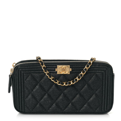 Chanel Caviar Quilted Small Boy Clutch With Chain Black 1 of 10