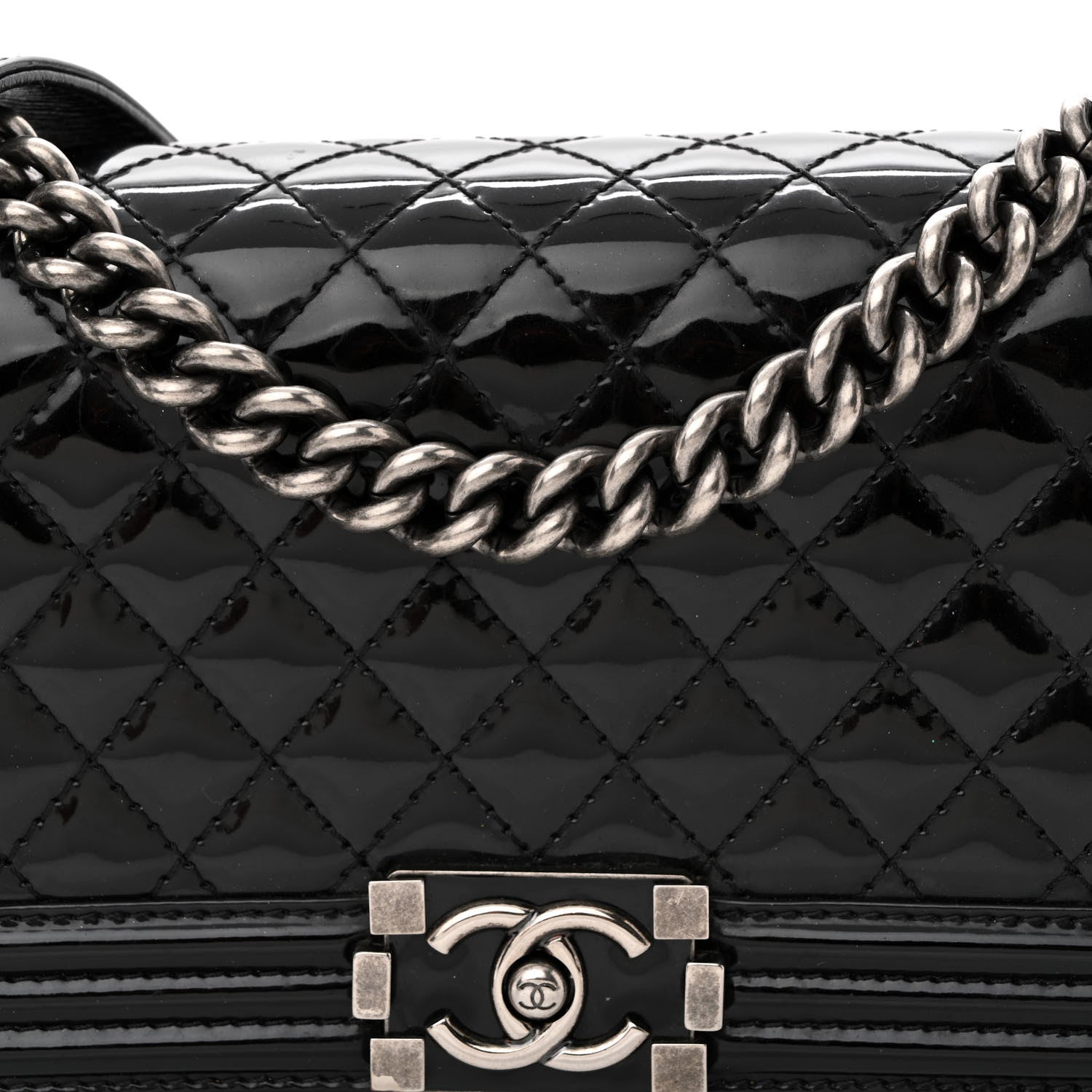 Chanel Patent Calfskin Quilted Medium Boy Flap Black 8 of 13