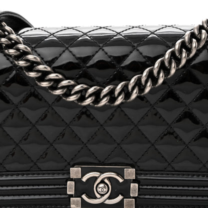 Chanel Patent Calfskin Quilted Medium Boy Flap Black 8 of 13