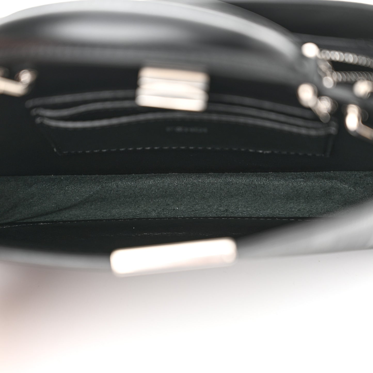 Calfskin Striped Texture FF Peekaboo I See U X Cross Satchel Black