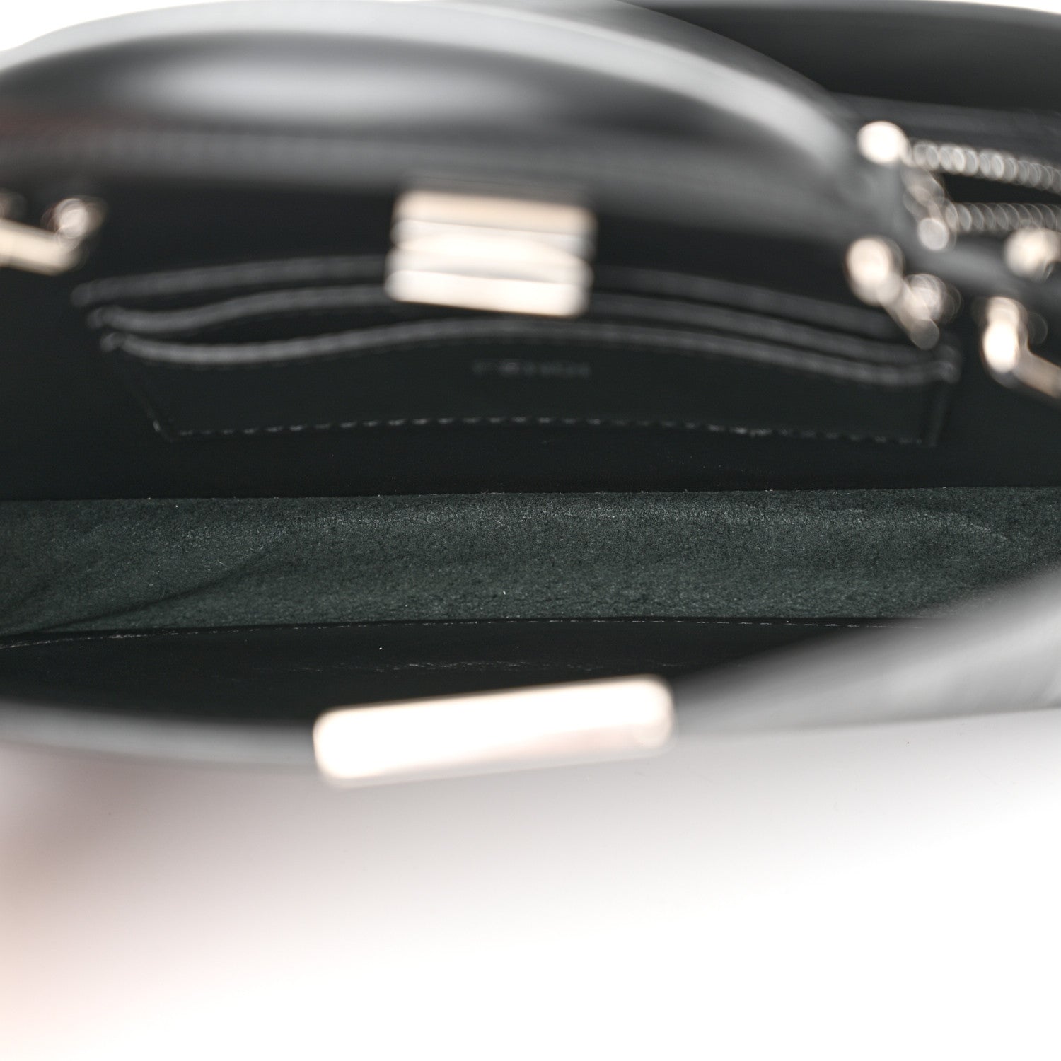 Fendi Calfskin Striped Texture FF Peekaboo I See U X Cross Satchel Black 5 of 10