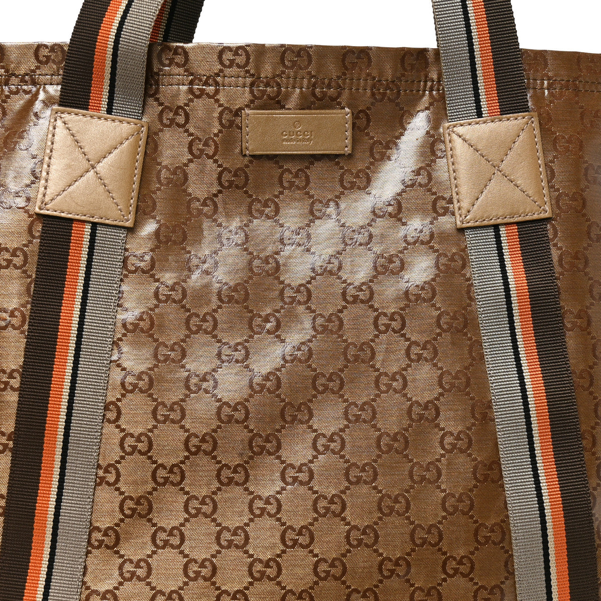 Crystal Monogram Medium Web Handle Vertical Tote Bronze