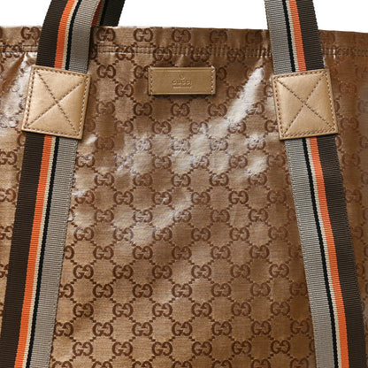 Gucci Crystal Monogram Medium Web Handle Vertical Tote Bronze 8 of 10