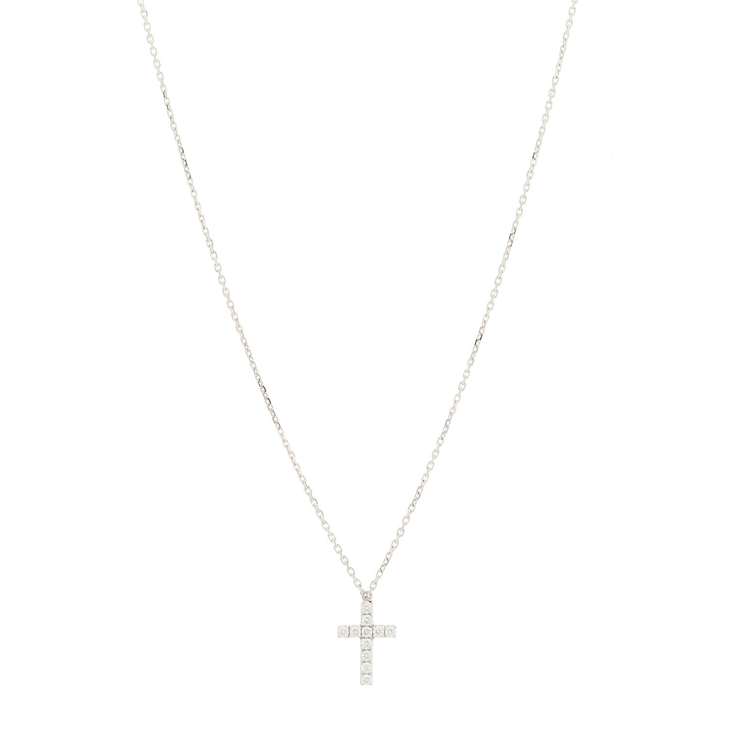 Cartier 18K White Gold Diamond Symbols Cross Pendant Necklace 1 of 6