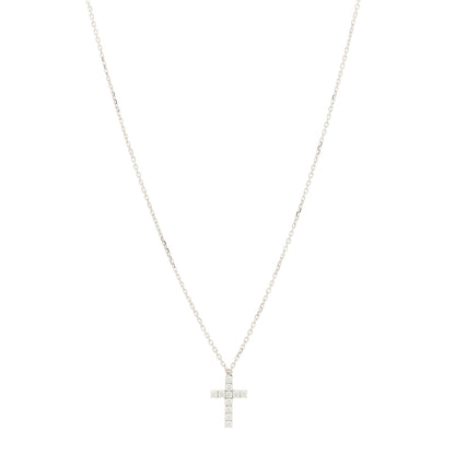 Cartier 18K White Gold Diamond Symbols Cross Pendant Necklace 1 of 6