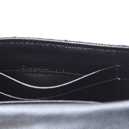 Saint Laurent Grain De Poudre Matelasse Chevron Small Monogram Envelope Wallet Black 7 of 8