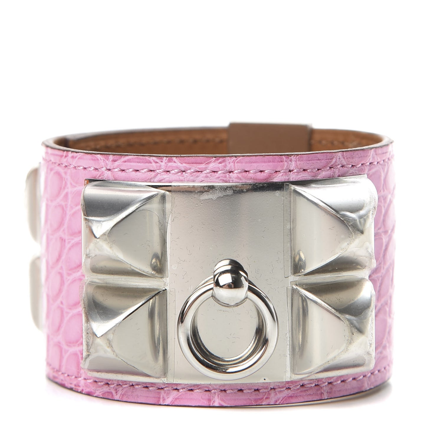 Shiny Alligator Collier De Chien CDC Bracelet T2 5P Pink