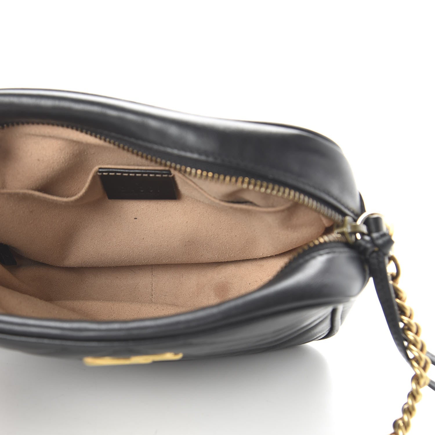 Gucci Calfskin Matelasse Mini GG Marmont Chain Shoulder Bag Black 5 of 10
