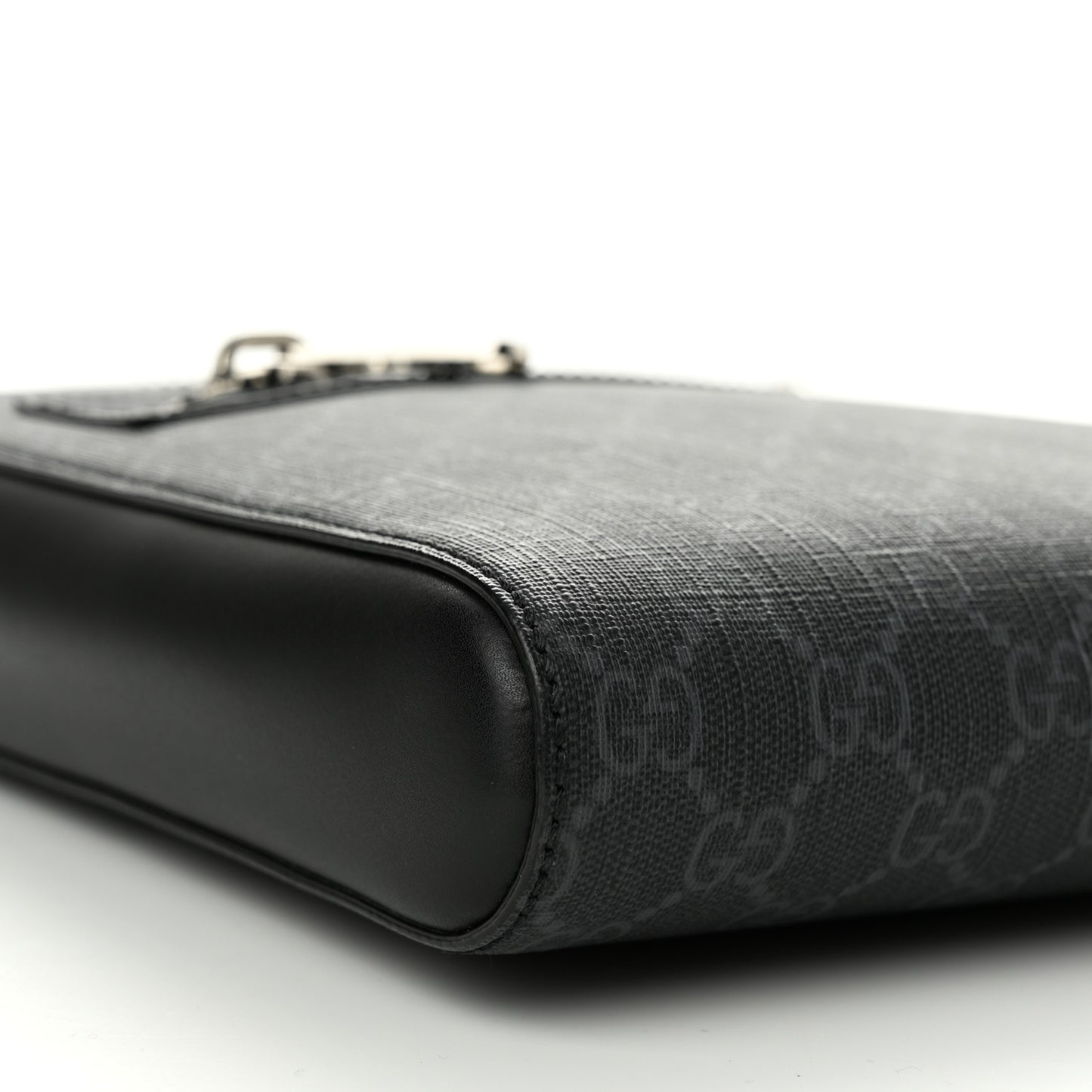 GG Supreme Monogram Web Small Flat Messenger Bag Black Grey