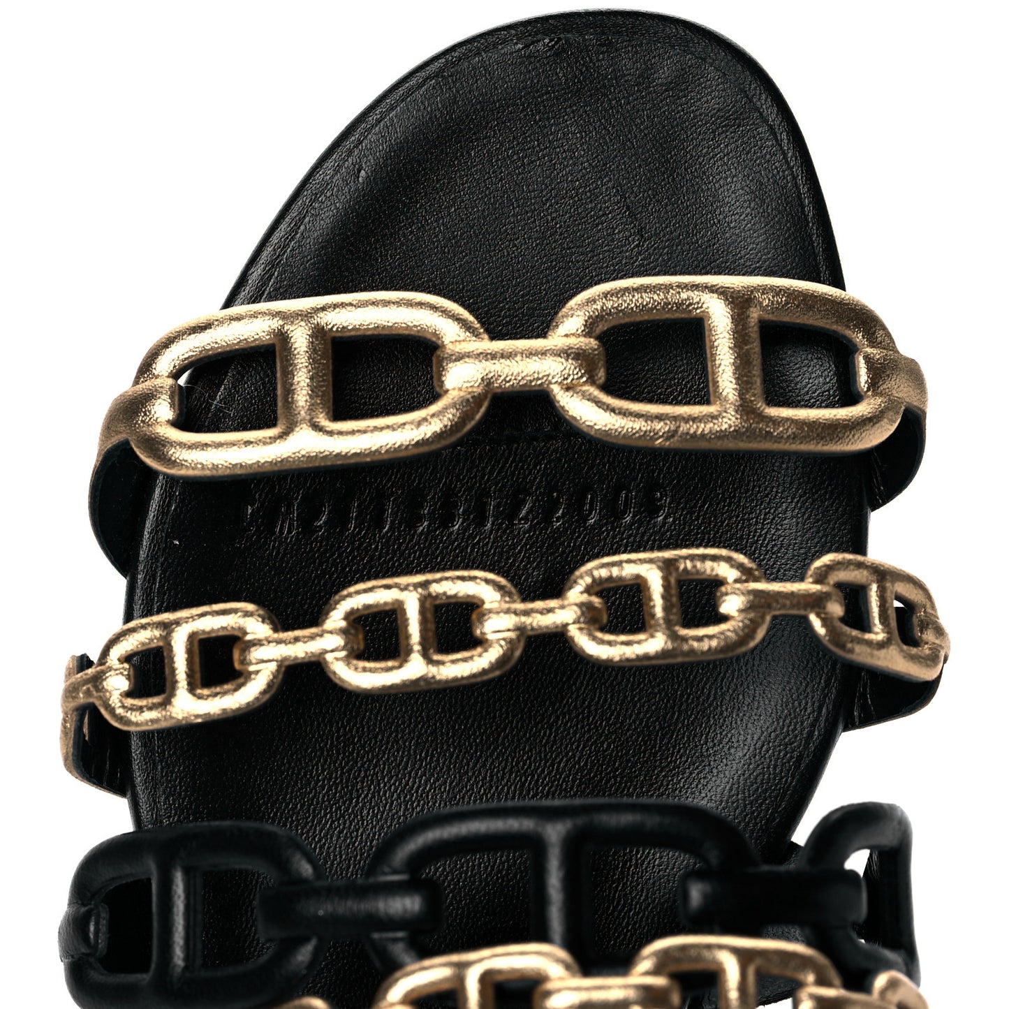Metallic Nappa Suede Chaine d'Ancre Sandals 38 Black Champagne
