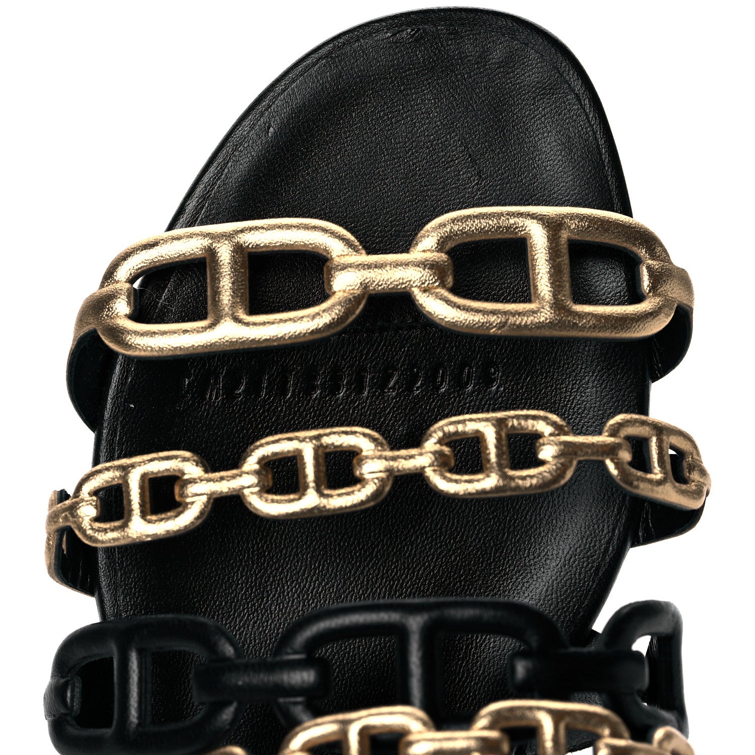 Hermes Metallic Nappa Suede Chaine d'Ancre Sandals 38 Black Champagne 8 of 8
