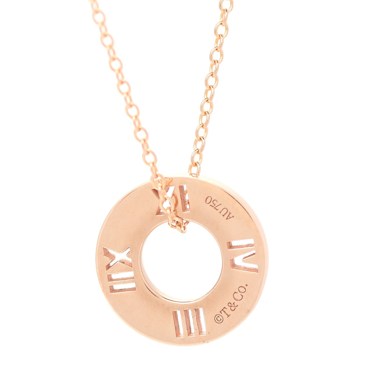 Tiffany 18K Rose Gold Diamond Atlas Pierced Pendant Necklace 6 of 6
