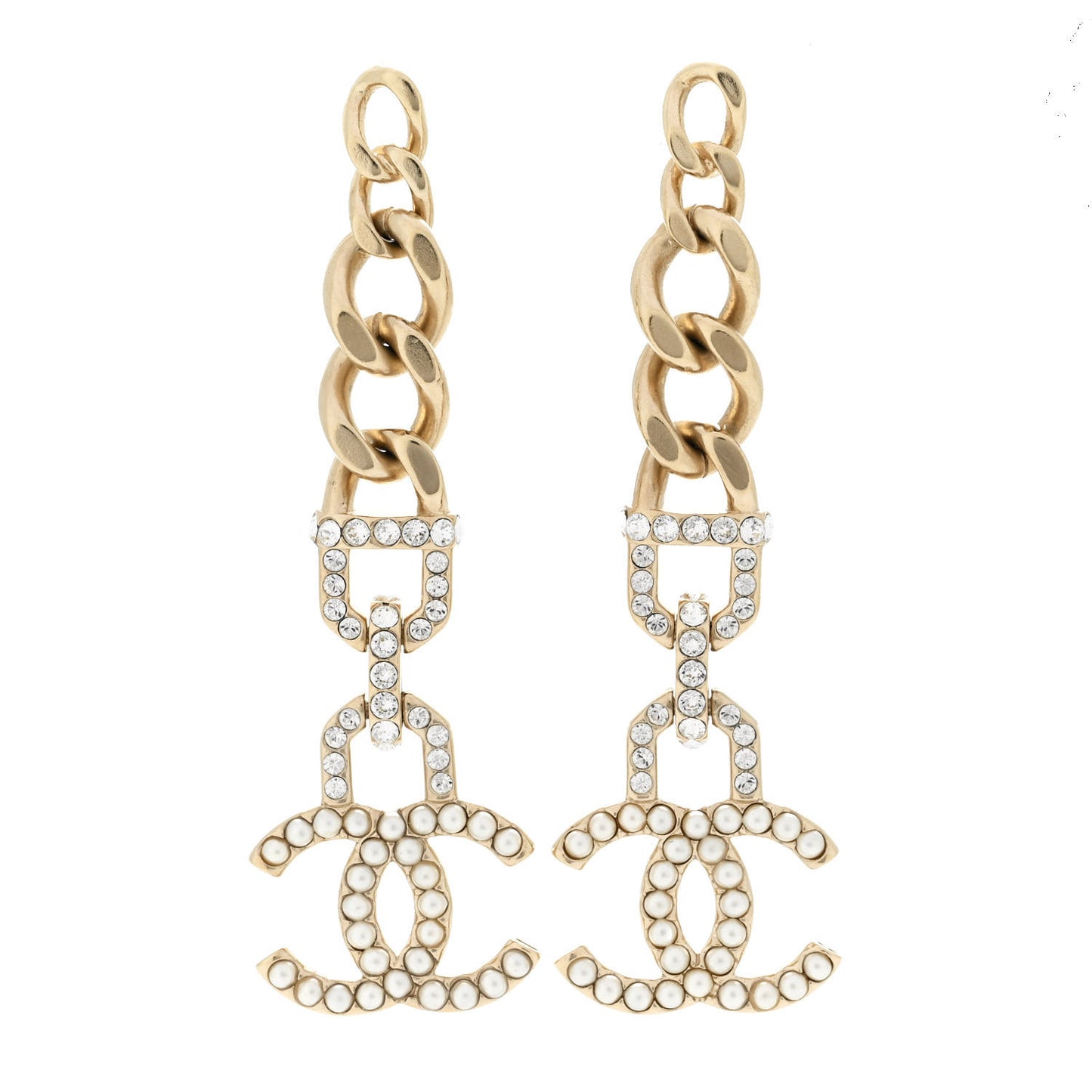 Metal Crystal CC Vendome CC Dangle Earrings Gold