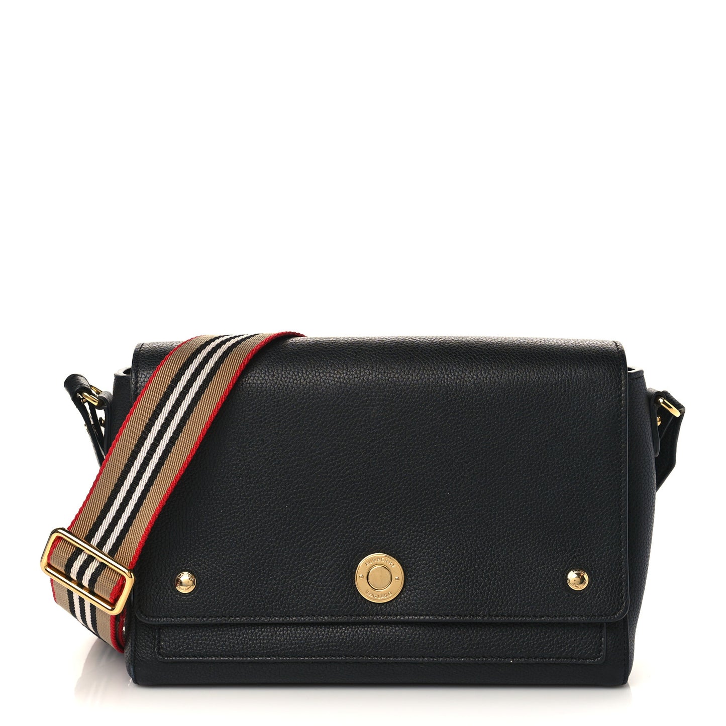 Grainy Calfskin Note Crossbody Bag Black