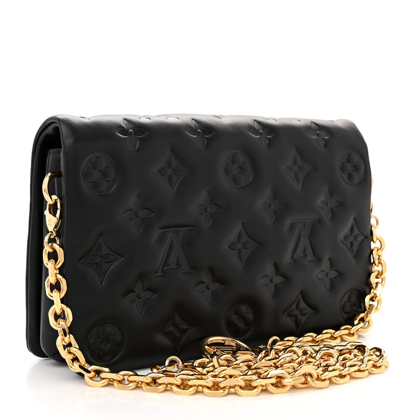 Lambskin Embossed Monogram Pochette Coussin Black