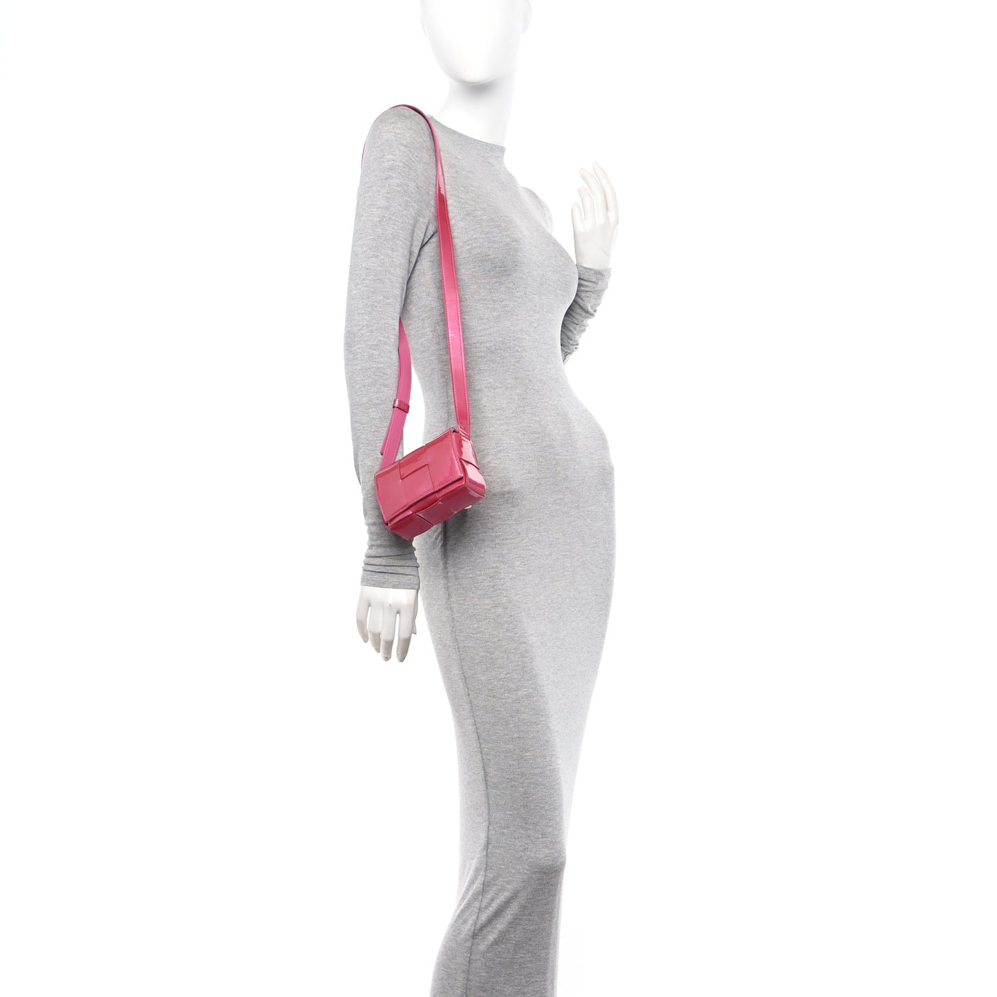 Metallic Patent Calfskin Maxi Intrecciato Extra Mini Cassette Crossbody Bag Pink
