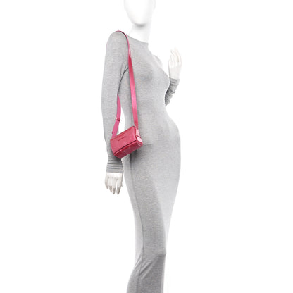 Bottega Veneta Metallic Patent Calfskin Maxi Intrecciato Extra Mini Cassette Crossbody Bag Pink 2 of 9